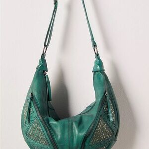 Free People Teal Leather Hobo Bag